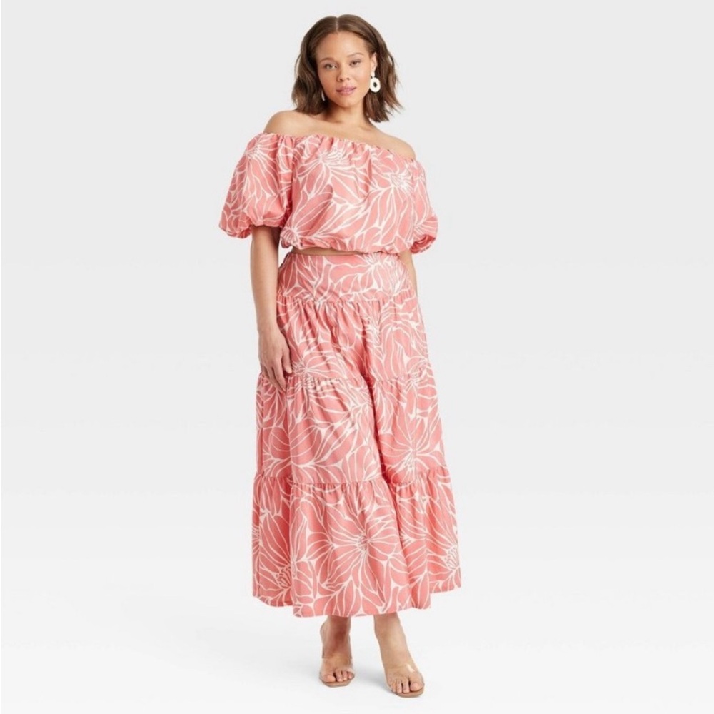 Two Piece Off-Shoulder Top and Maxi Skirt
